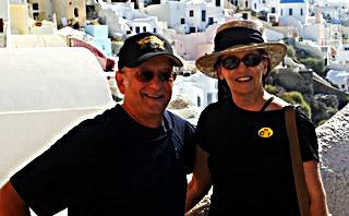 Wolf and Suzi in Santorini;<br> Photo by a Kindly Stranger